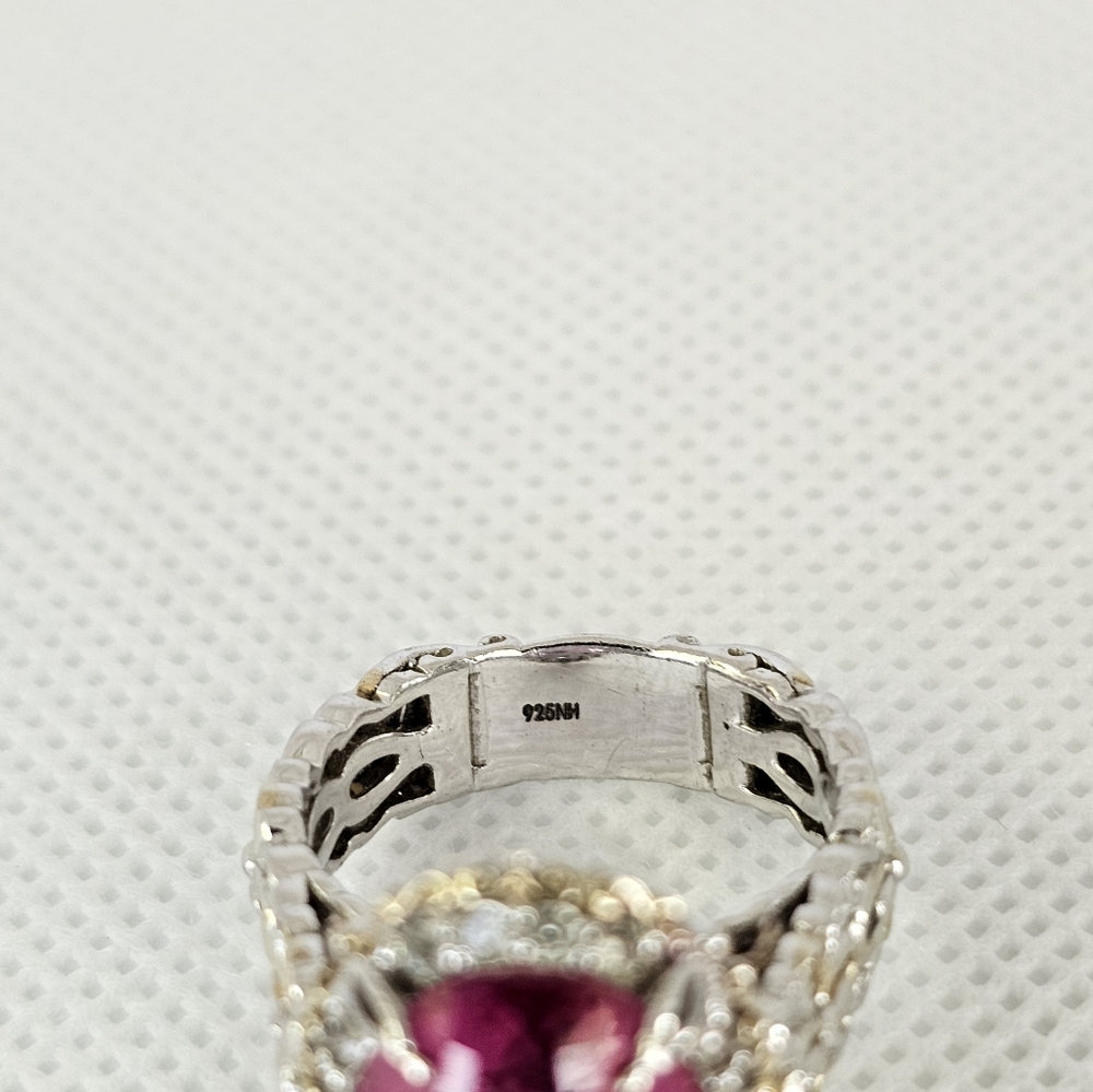Natural Pink Topaz in Palladium Sterling Silver & Vermeil Ring Sz 6! - Picture 9 of 11